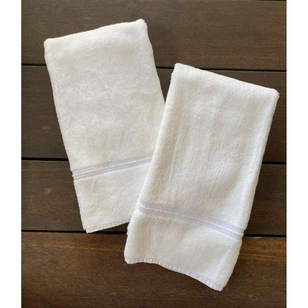 2x Restoration Hardware White Hand Towels 100% Cotton Turkish 20" x 29" NWOT